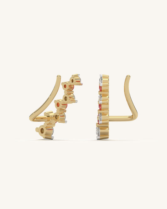Red White Climber Earrings