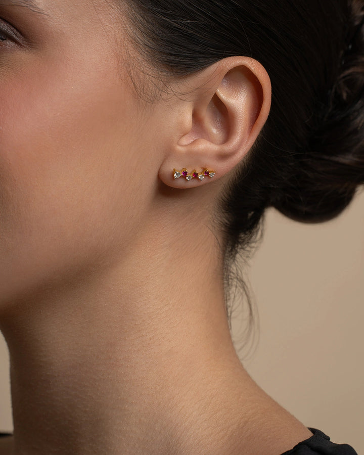 Red White Climber Earrings