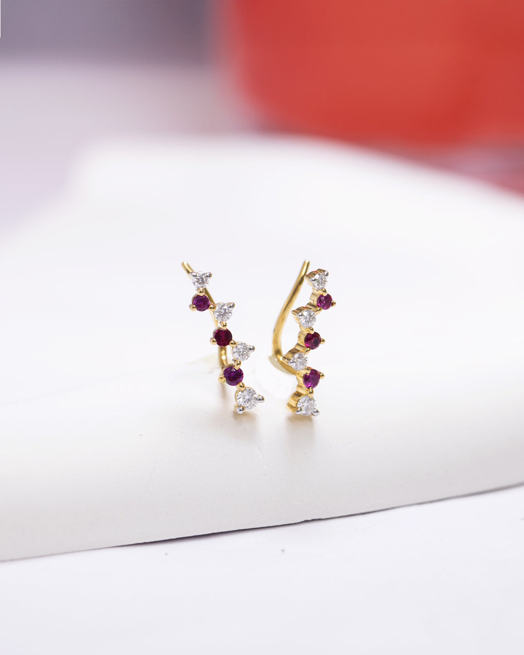 Red White Climber Earrings