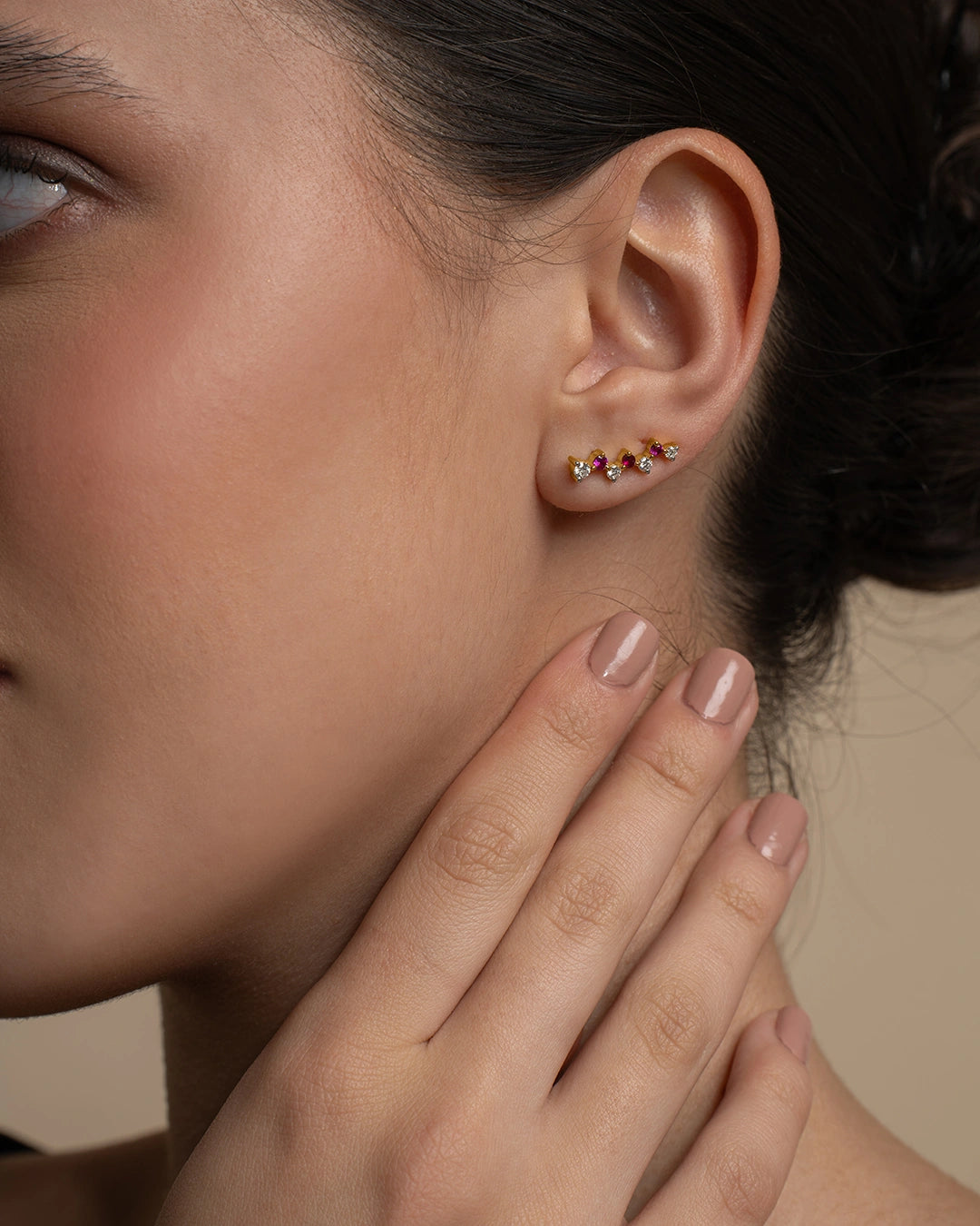 Red White Climber Earrings