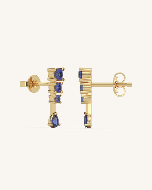 Blue Drop Line Earrings
