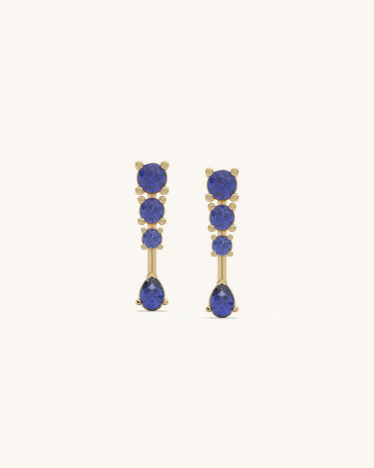 Blue Drop Line Earrings