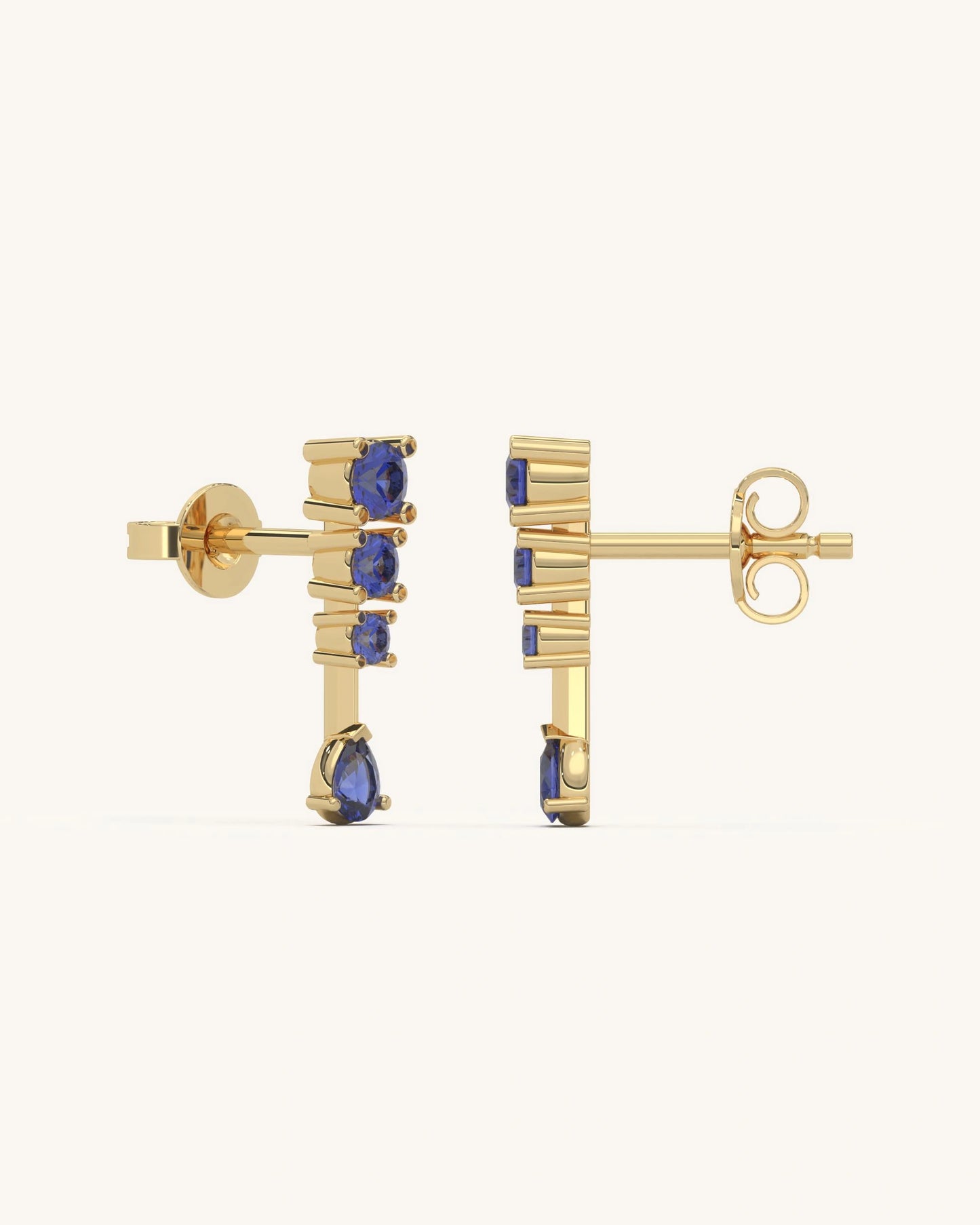 Blue Drop Line Earrings