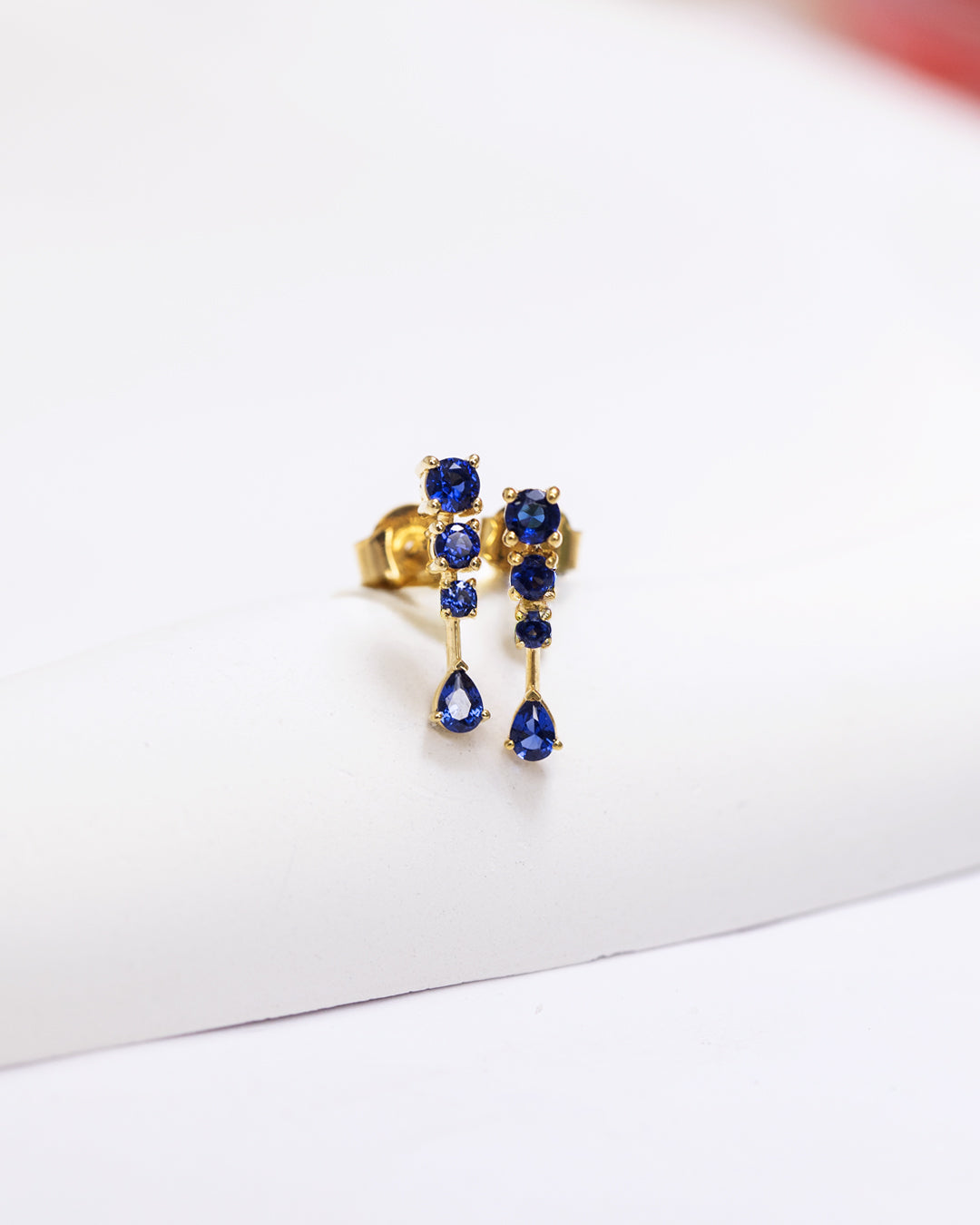 Blue Drop Line Earrings