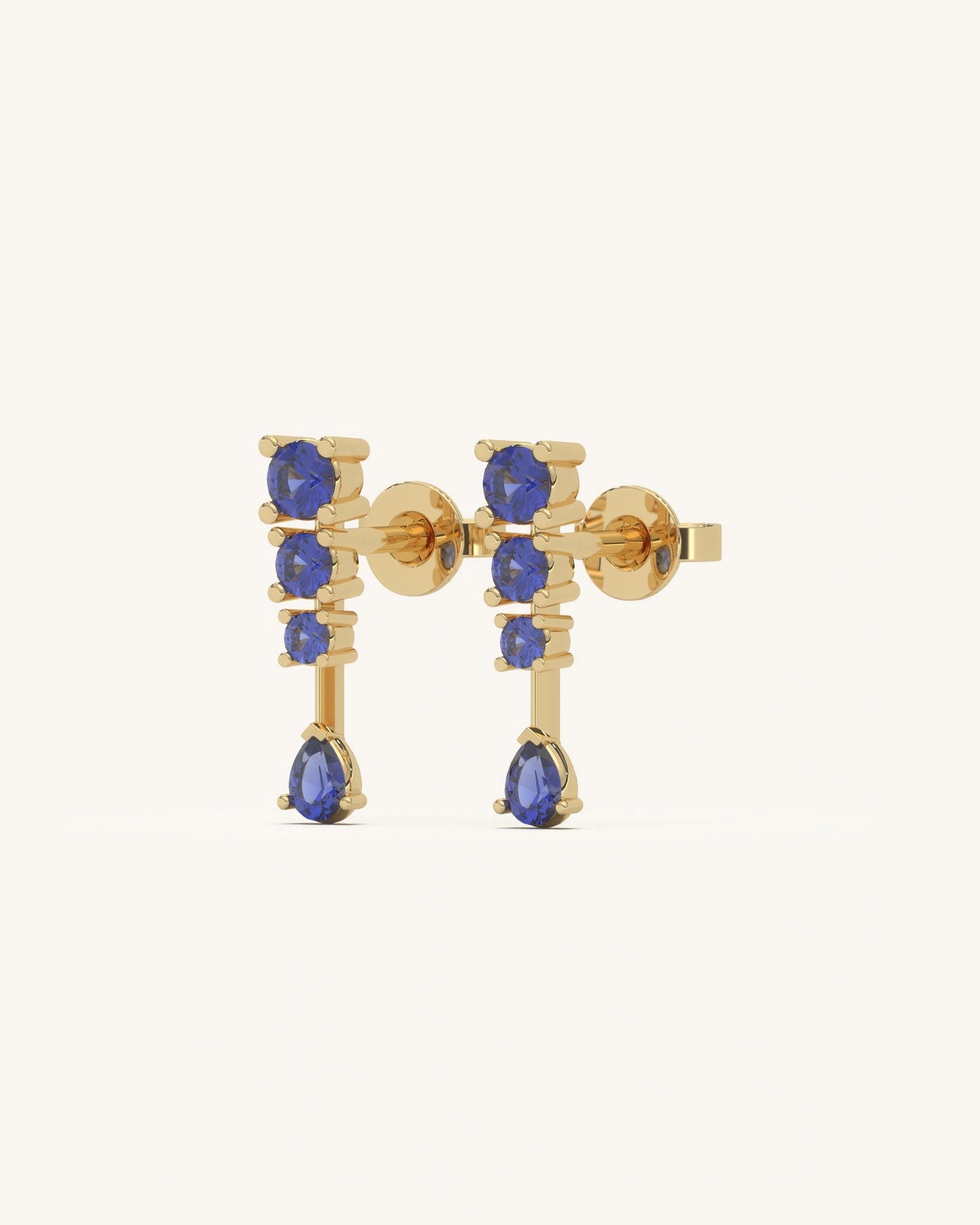 Blue Drop Line Earrings
