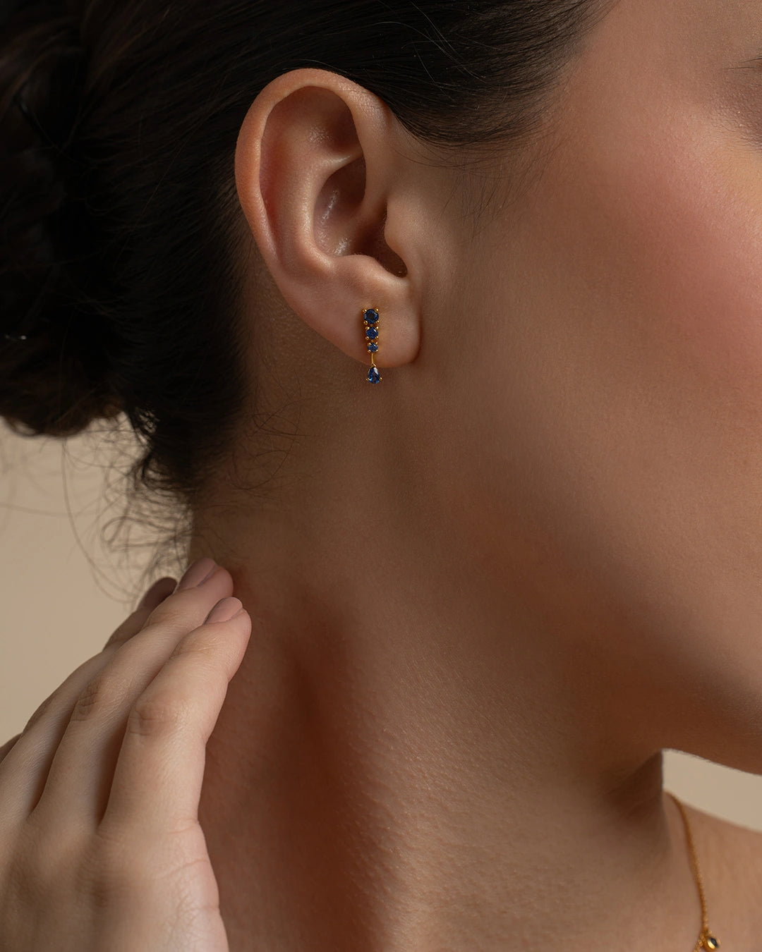 Blue Drop Line Earrings