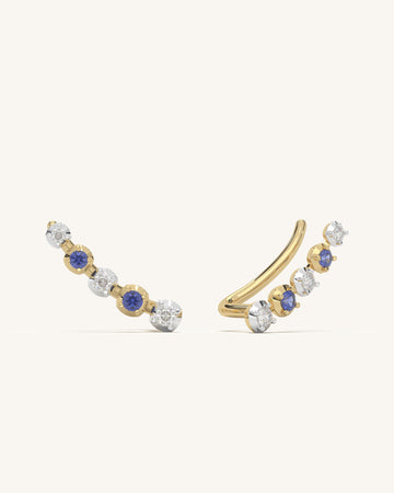 Blue White Climber Earrings
