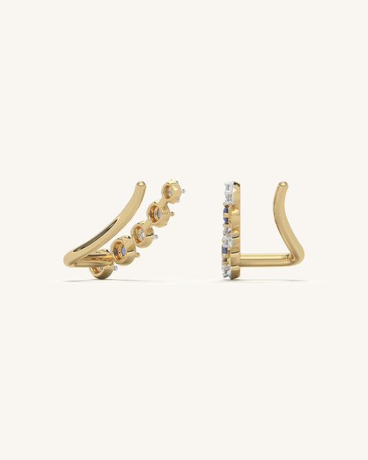 Blue White Climber Earrings