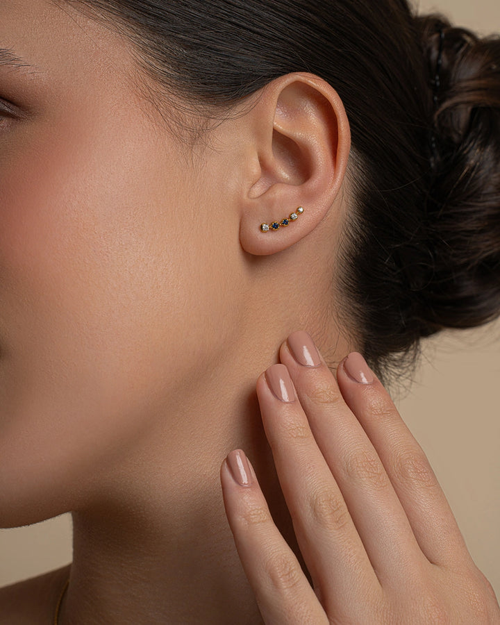 Blue White Climber Earrings