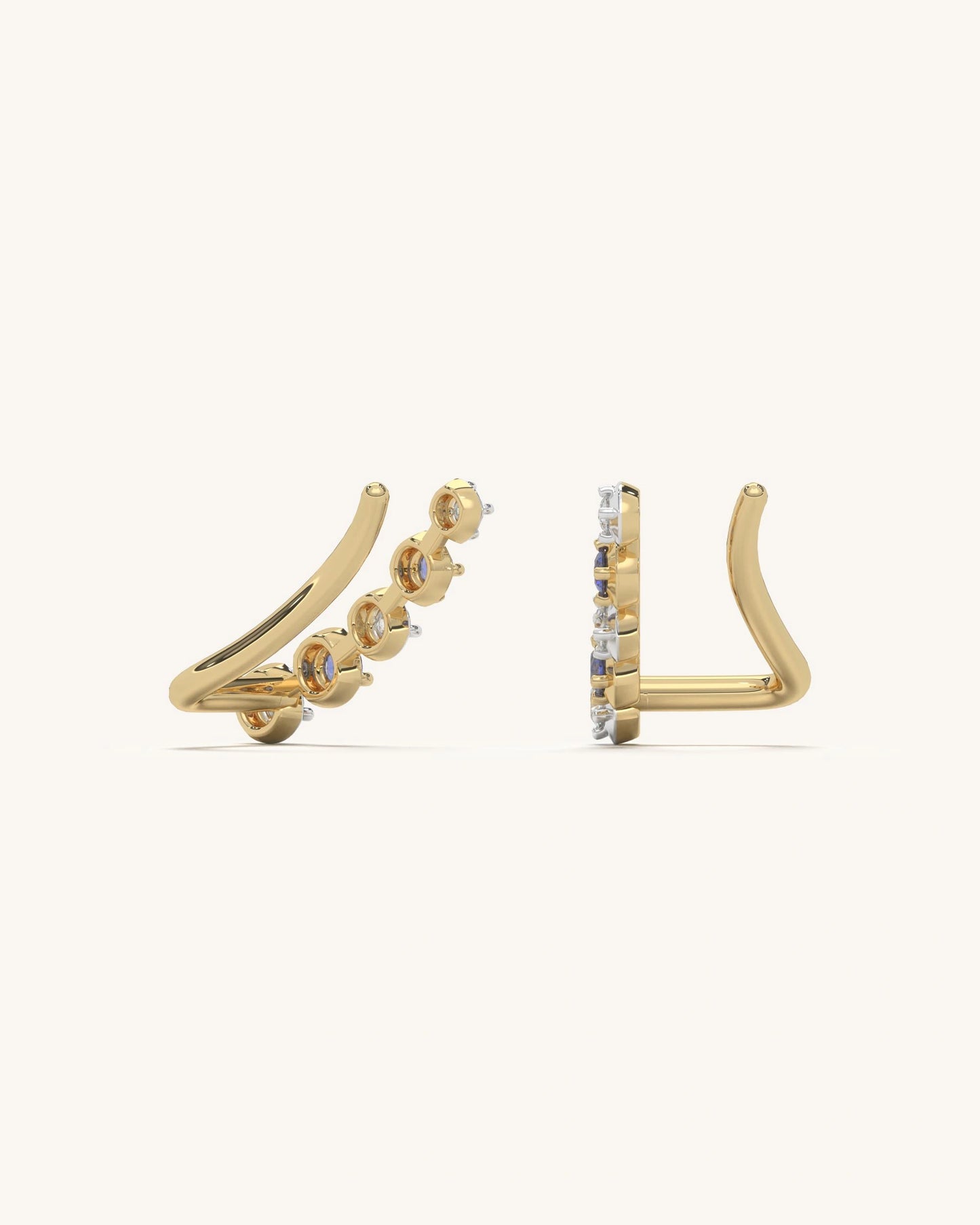 Blue White Climber Earrings