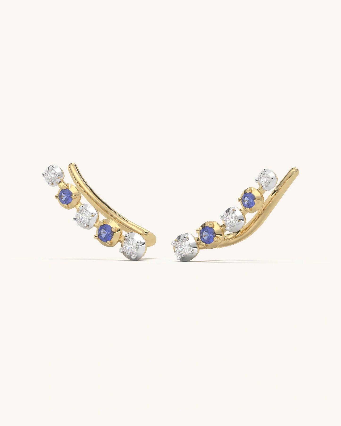 Blue White Climber Earrings