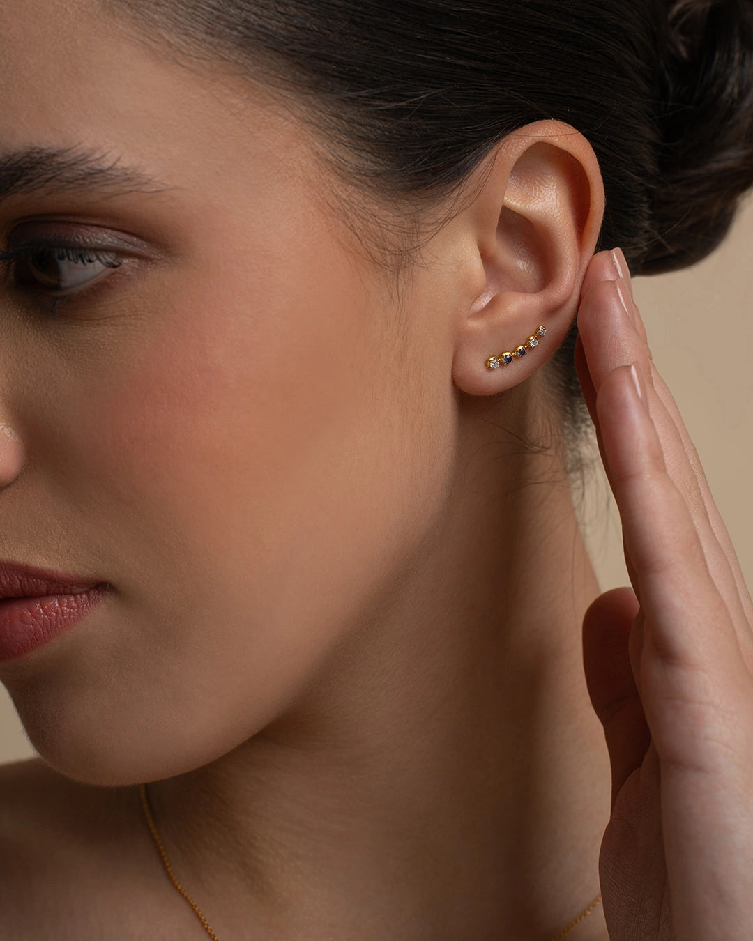 Blue White Climber Earrings
