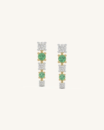 Green White Line Earrings