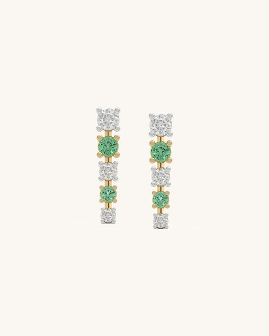 Green White Line Earrings