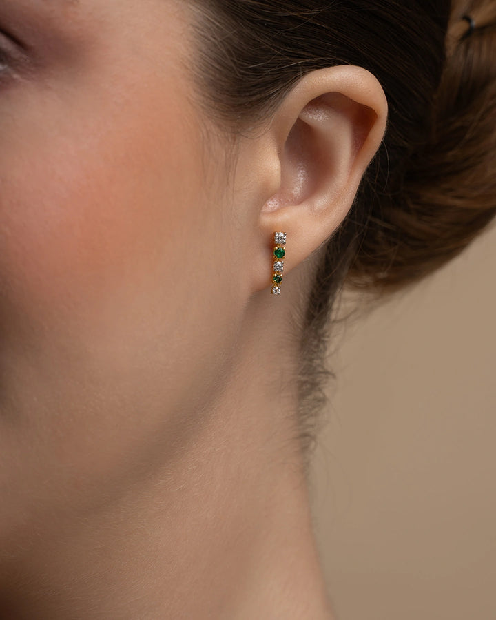 Green White Line Earrings