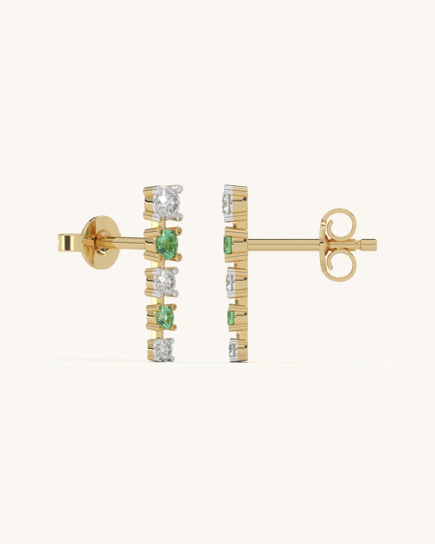 Green White Line Earrings