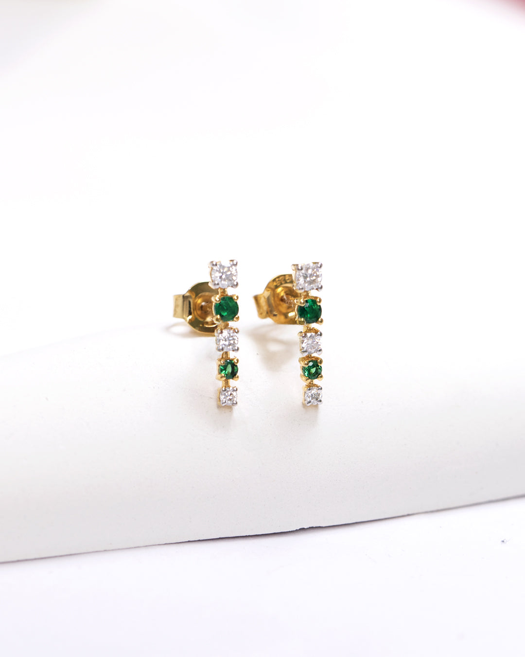 Green White Line Earrings