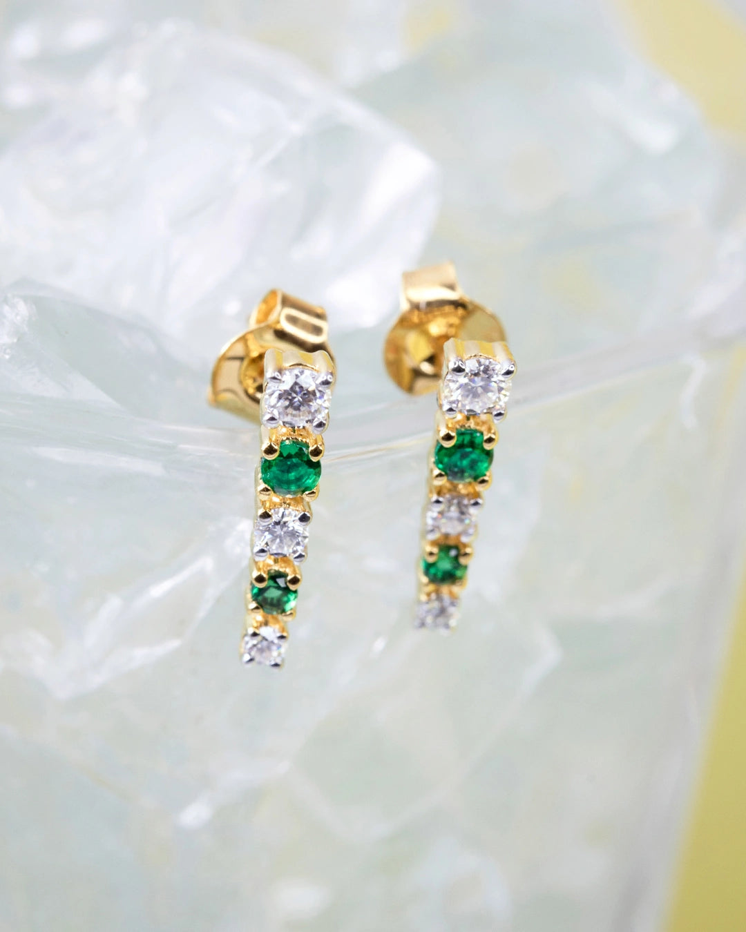 Green White Line Earrings