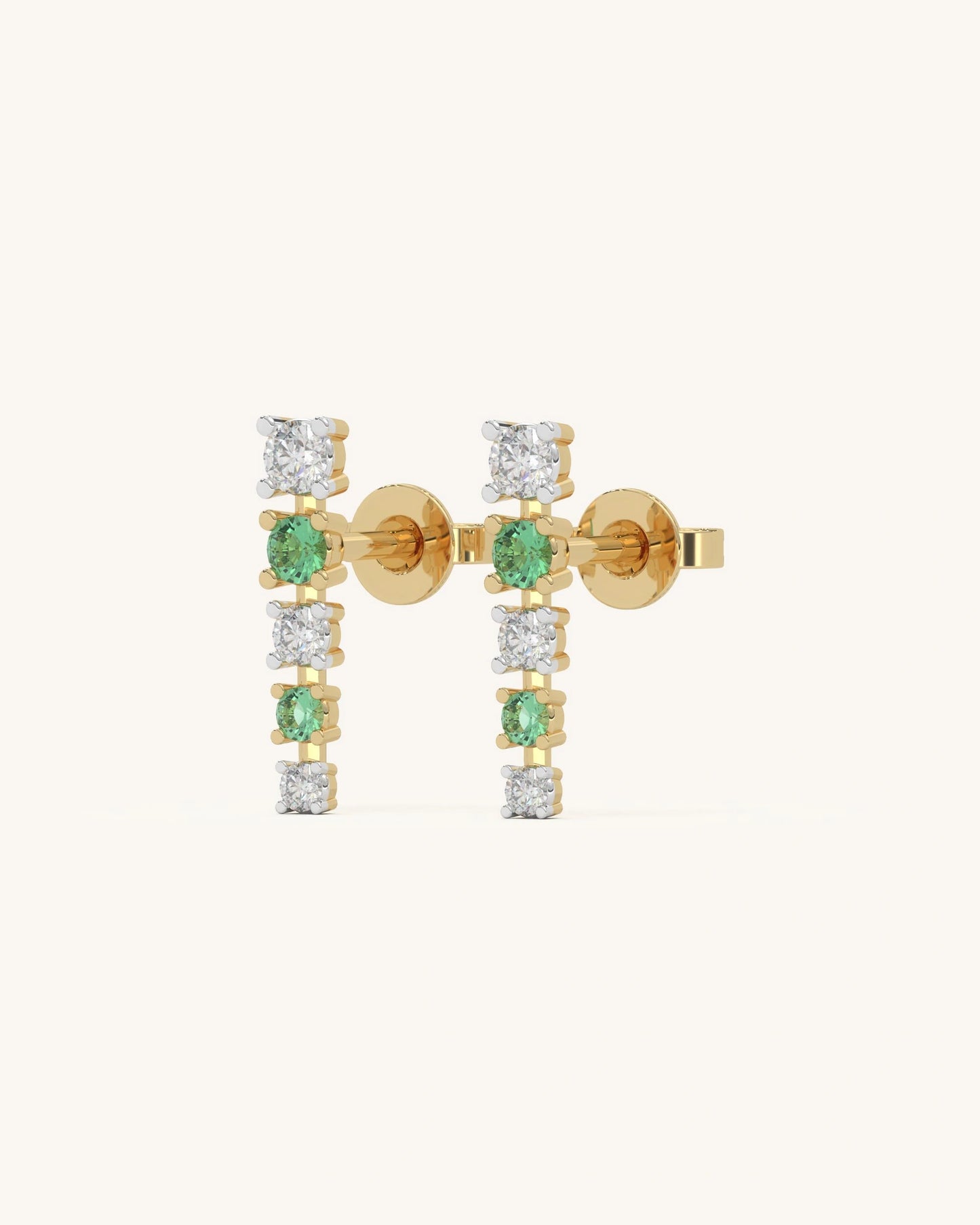 Green White Line Earrings
