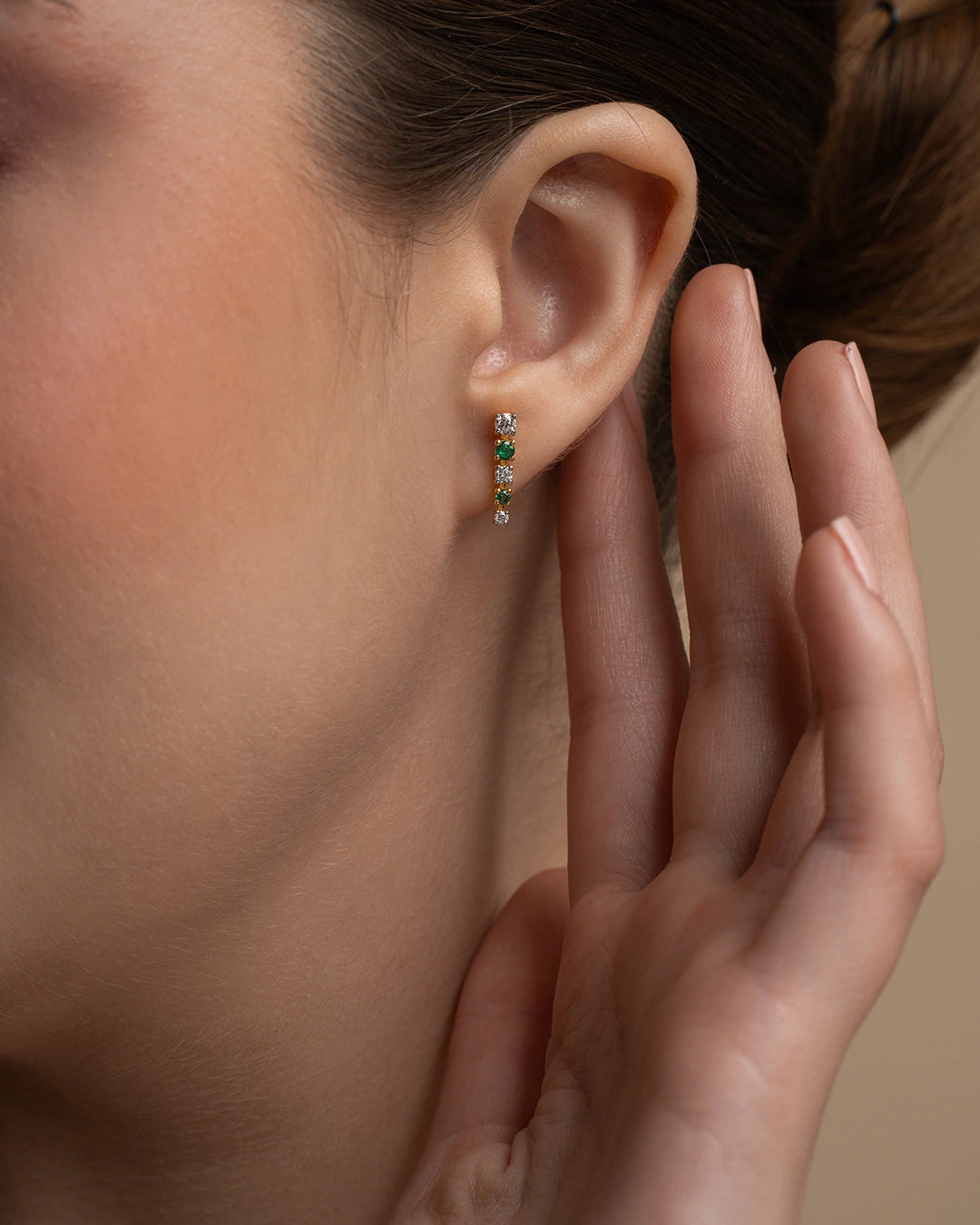 Green White Line Earrings