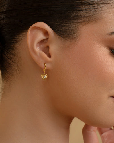 White Heart Earrings