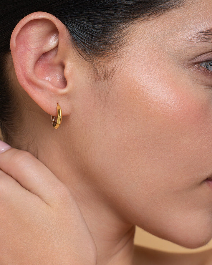Hexagon Huggie Earrings