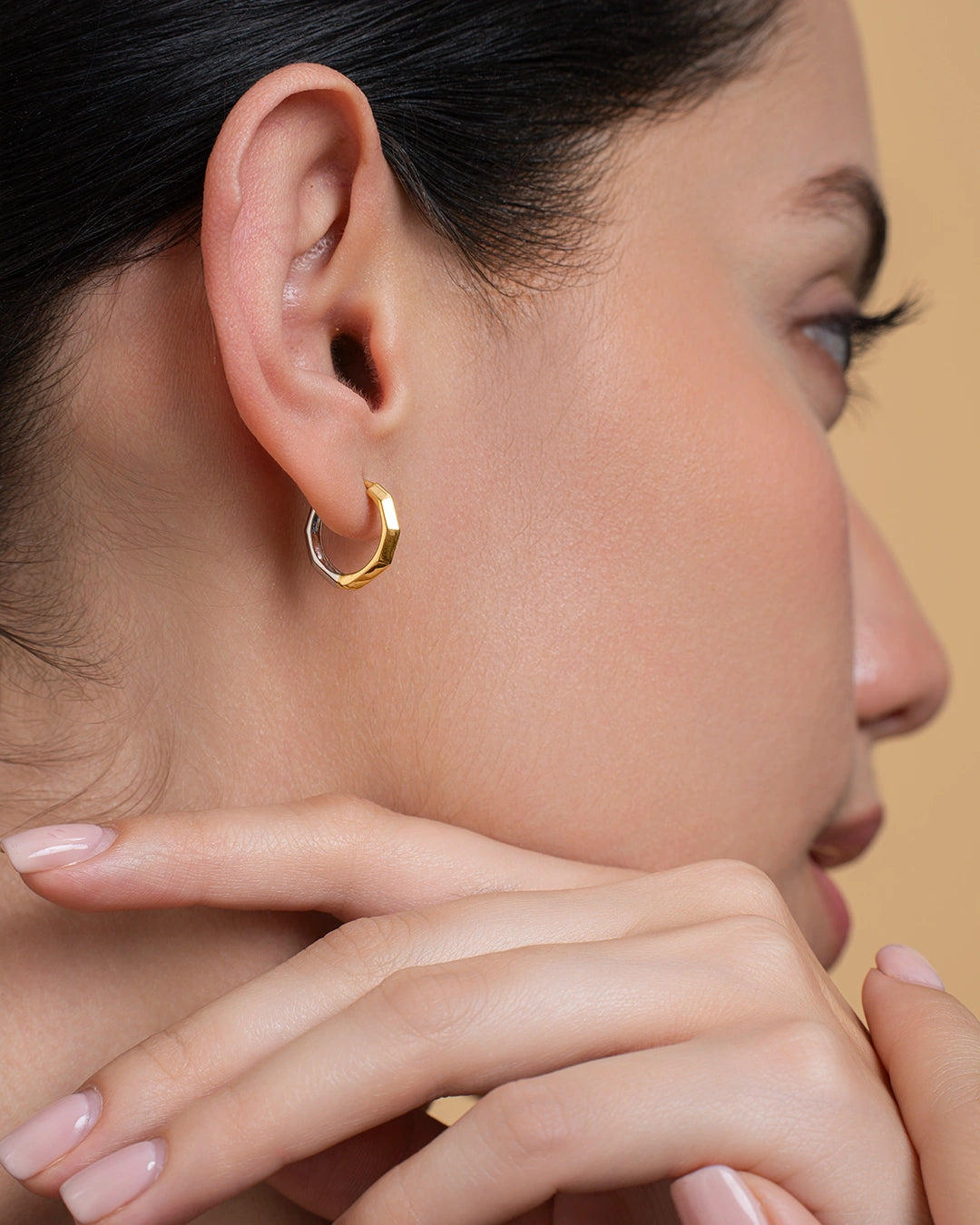 Hexagon Huggie Earrings