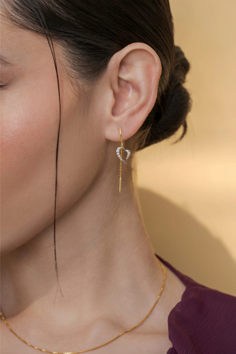 Threader Heart Earrings