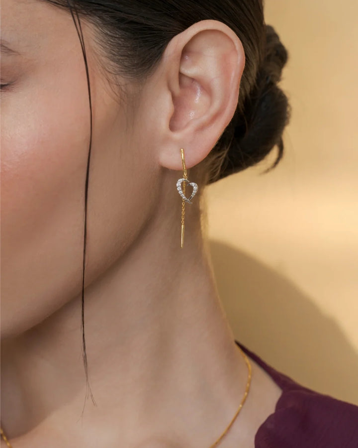 Threader Heart Earrings