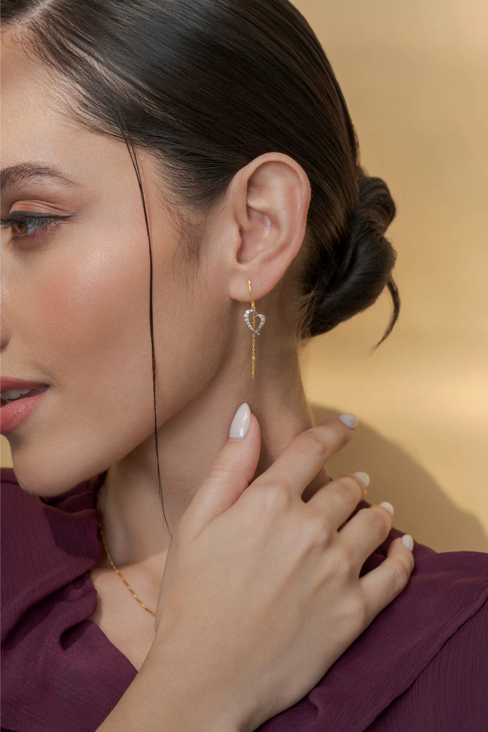 Threader Heart Earrings