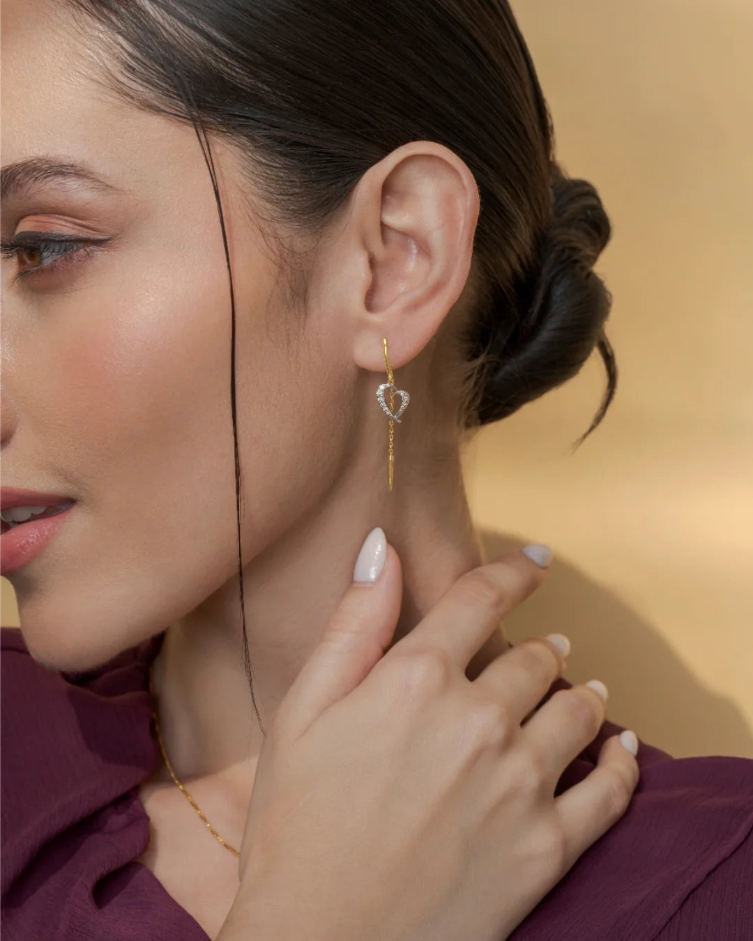 Threader Heart Earrings