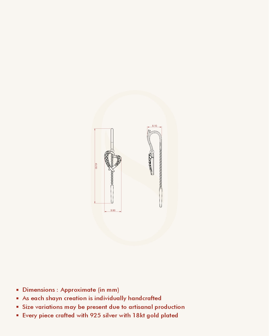 Threader Heart Earrings