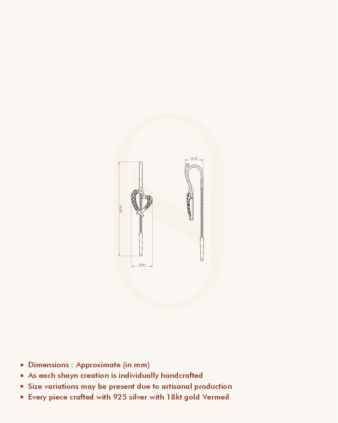 Threader Heart Earrings