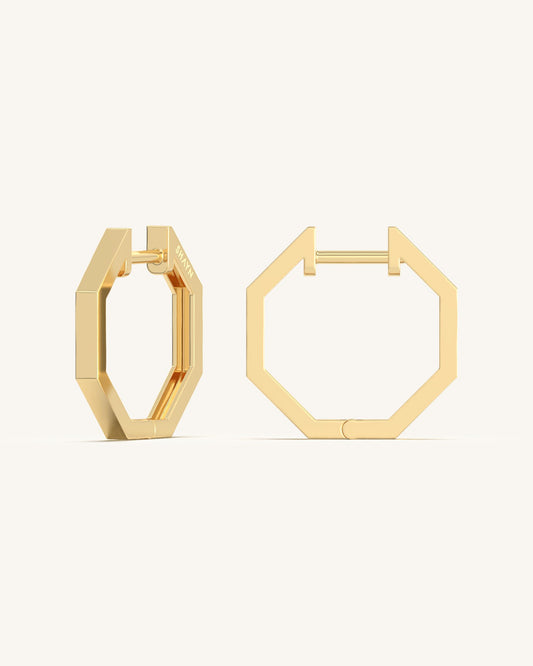 Octagonal Gold Hoops