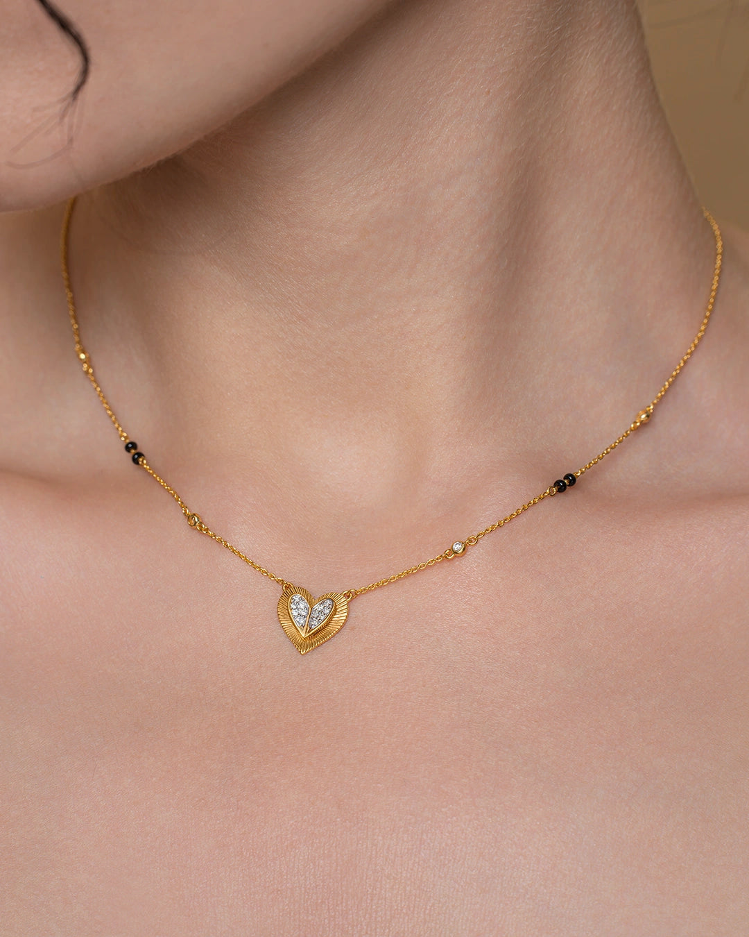 Heart Textured Mangalsutra