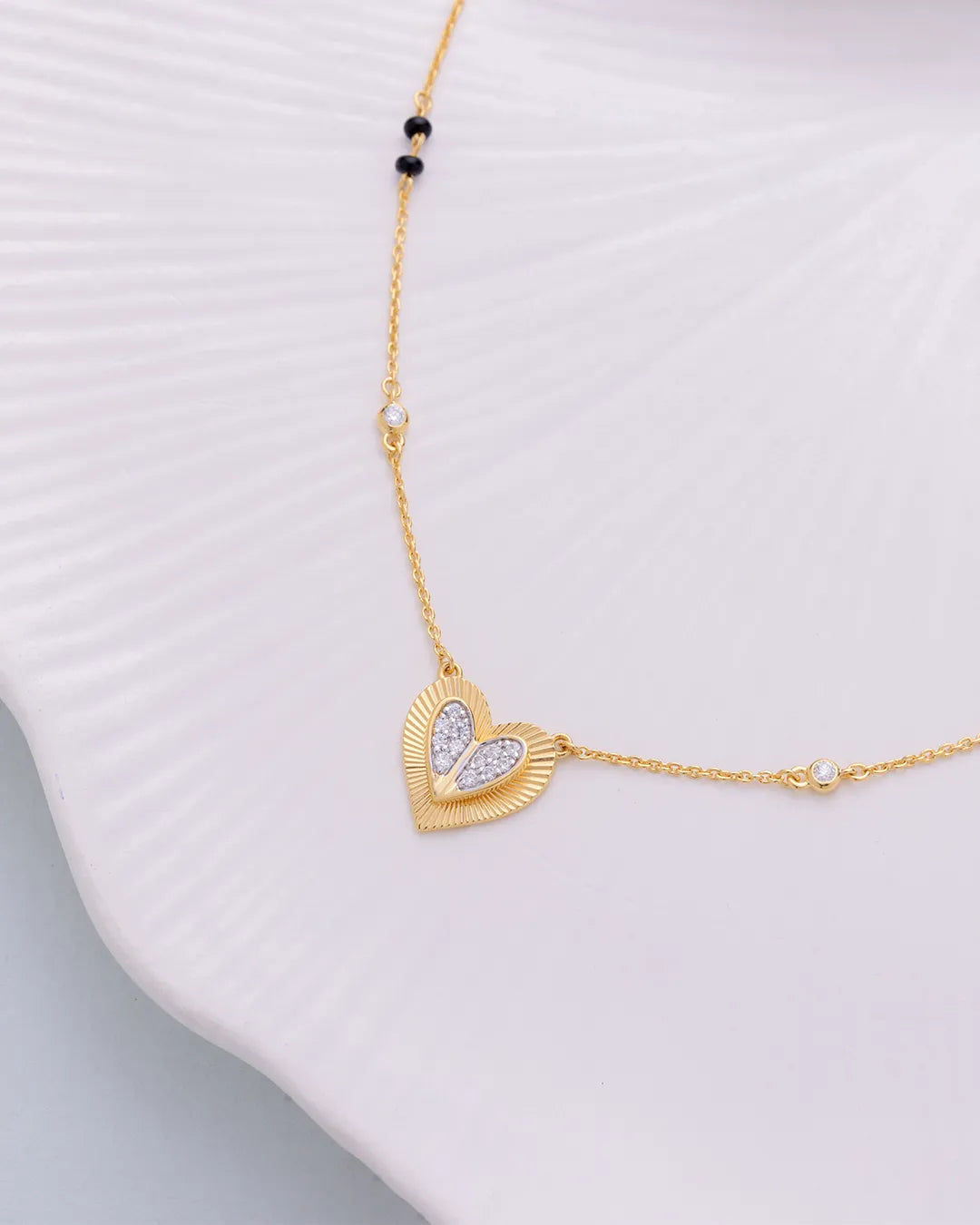 Heart Textured Mangalsutra