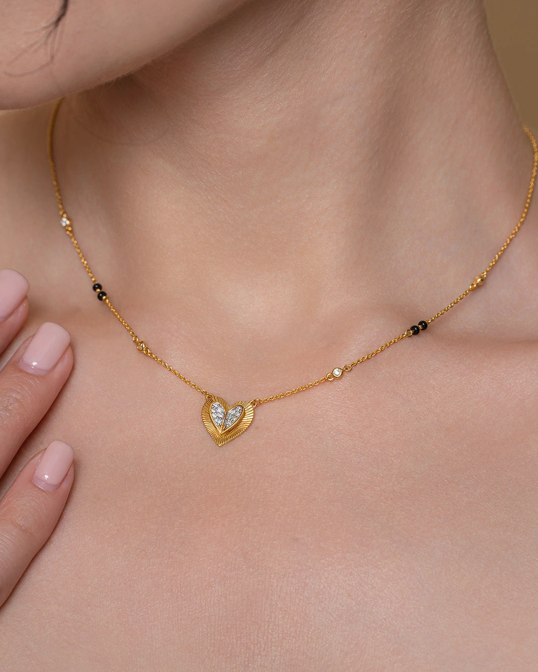 Heart Textured Mangalsutra