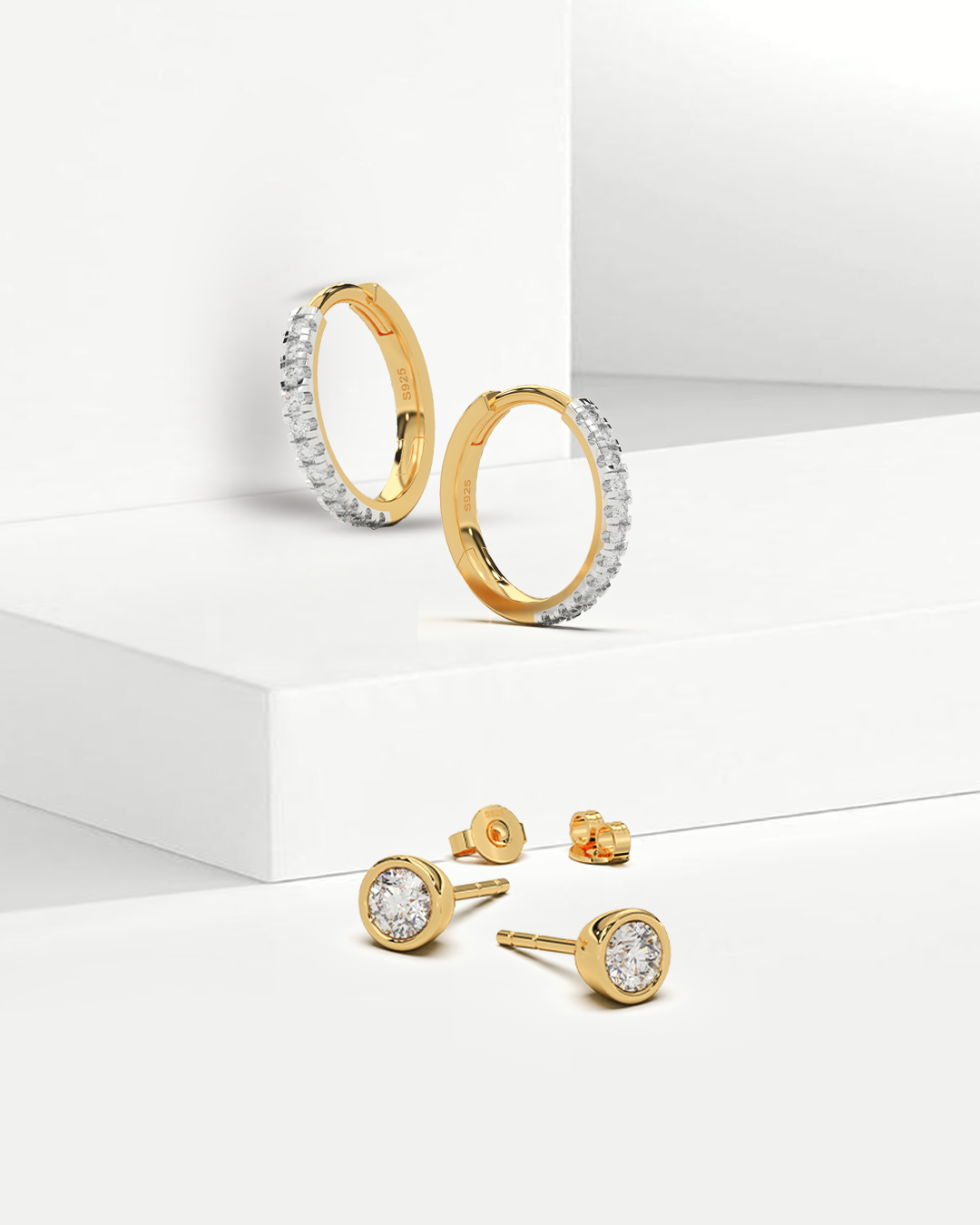 Glam Moissanite Hoops & Bold Stud Earrings