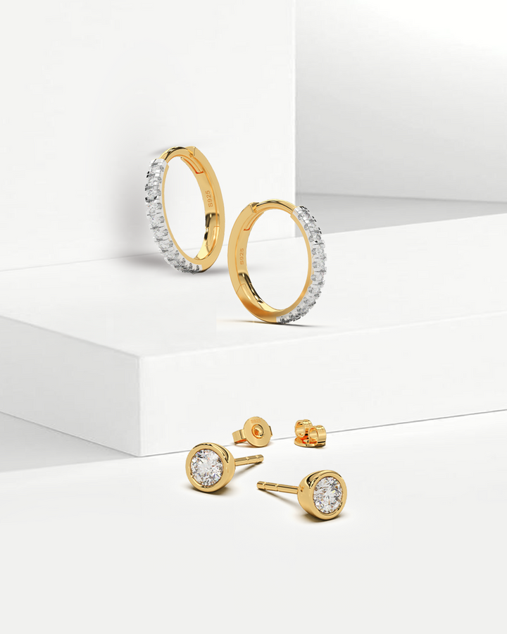 Glam Moissanite Hoops & Bold Stud Earrings