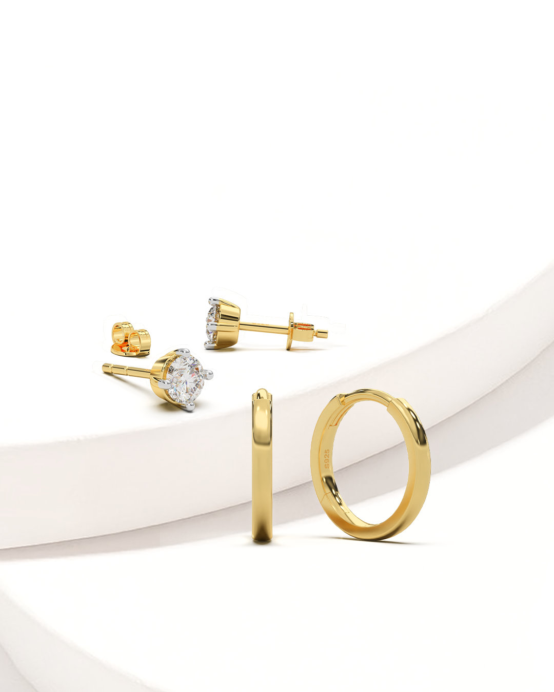 Round Prong Earrings & Classic Daily Hoops