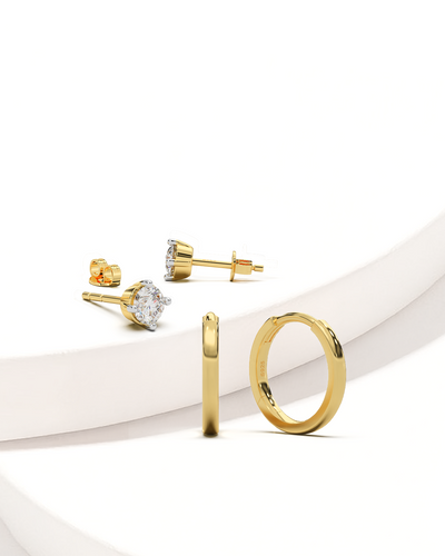 Round Prong Earrings & Classic Daily Hoops