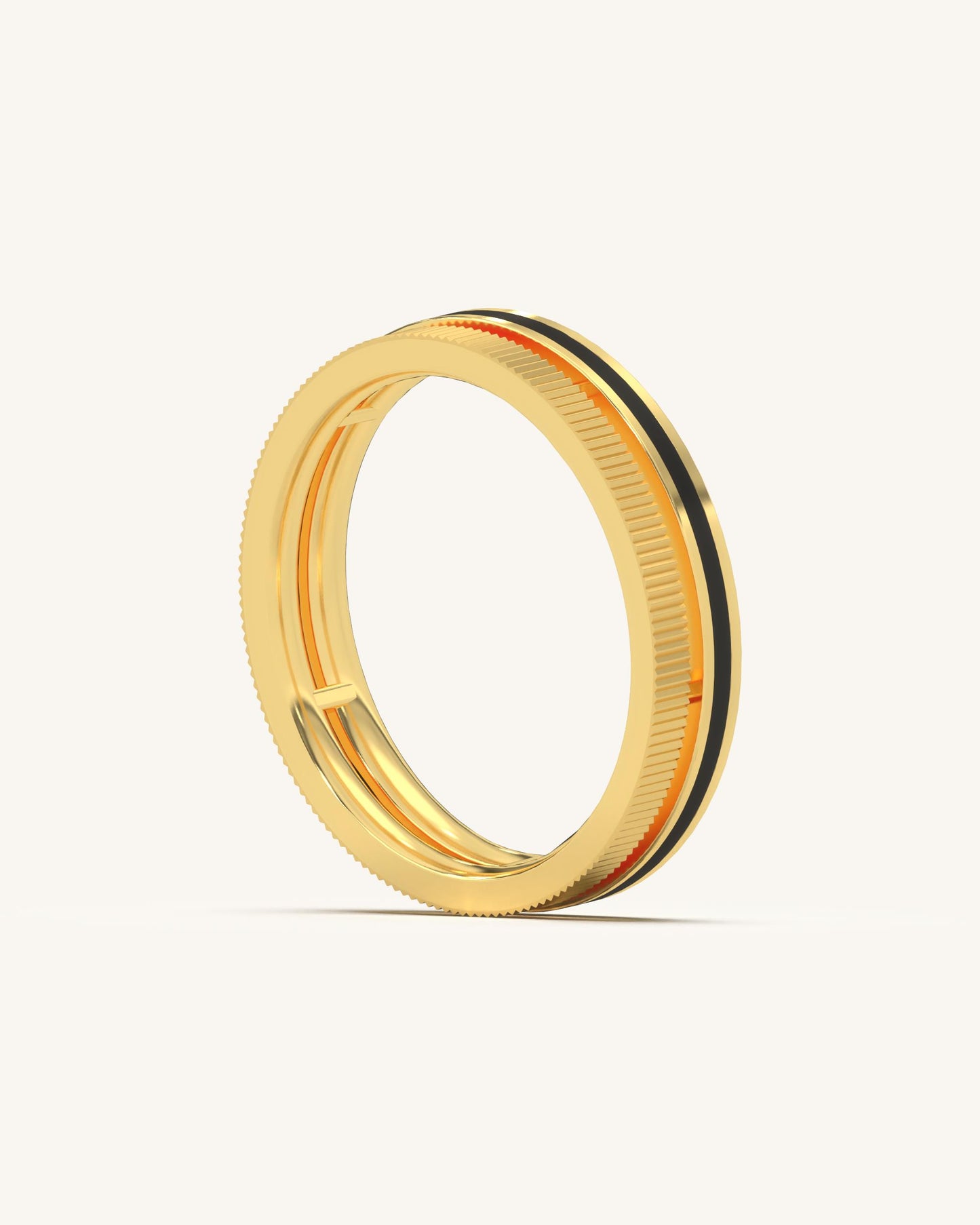 Grooved Edge Hoops & Enamel Detail Ring