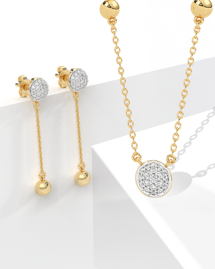 Minimal Bead Necklace & Chain Drop Earrings