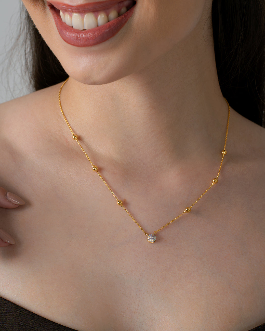 Minimal Bead Necklace & Chain Drop Earrings