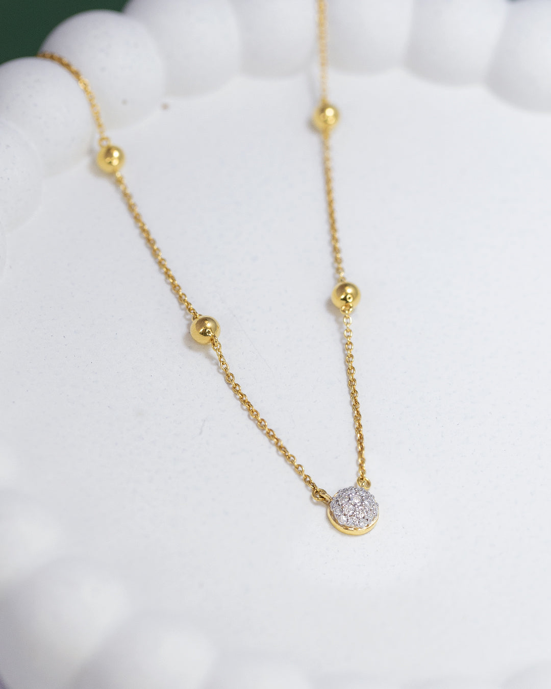 Minimal Bead Necklace & Chain Drop Earrings