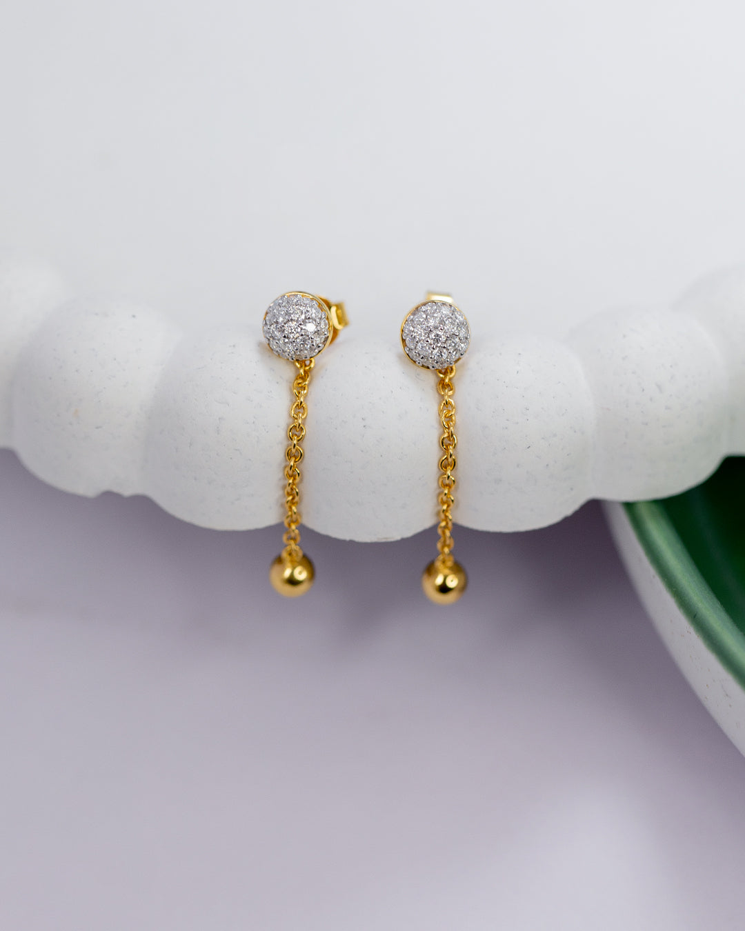 Minimal Bead Necklace & Chain Drop Earrings