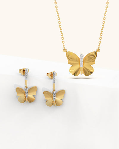 Textured Wing Earrings & Radiant Butterfly Necklace