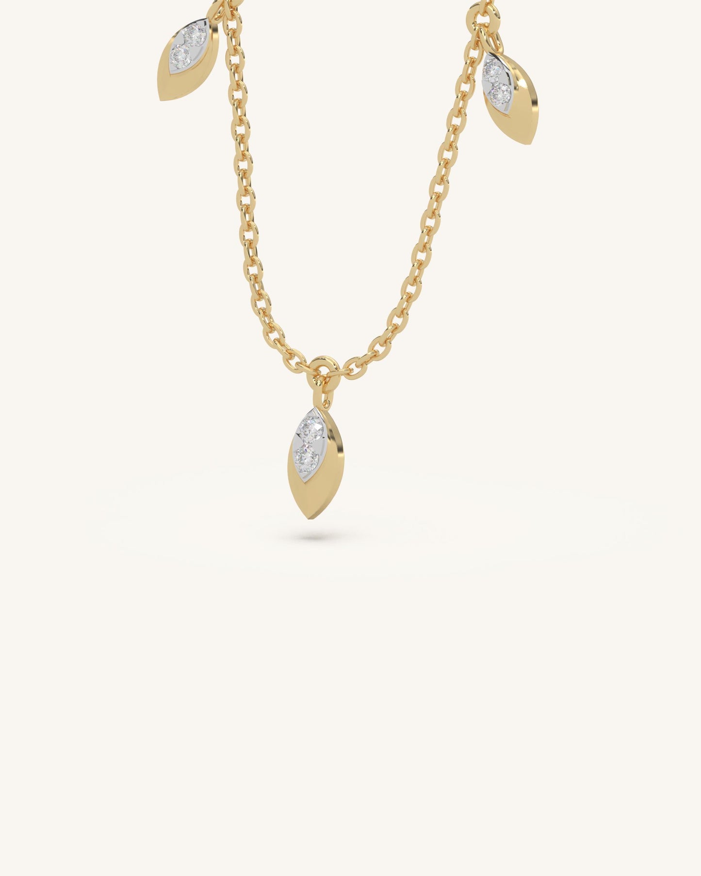 Leaf Drop Necklace & Simple Pearl Earrings