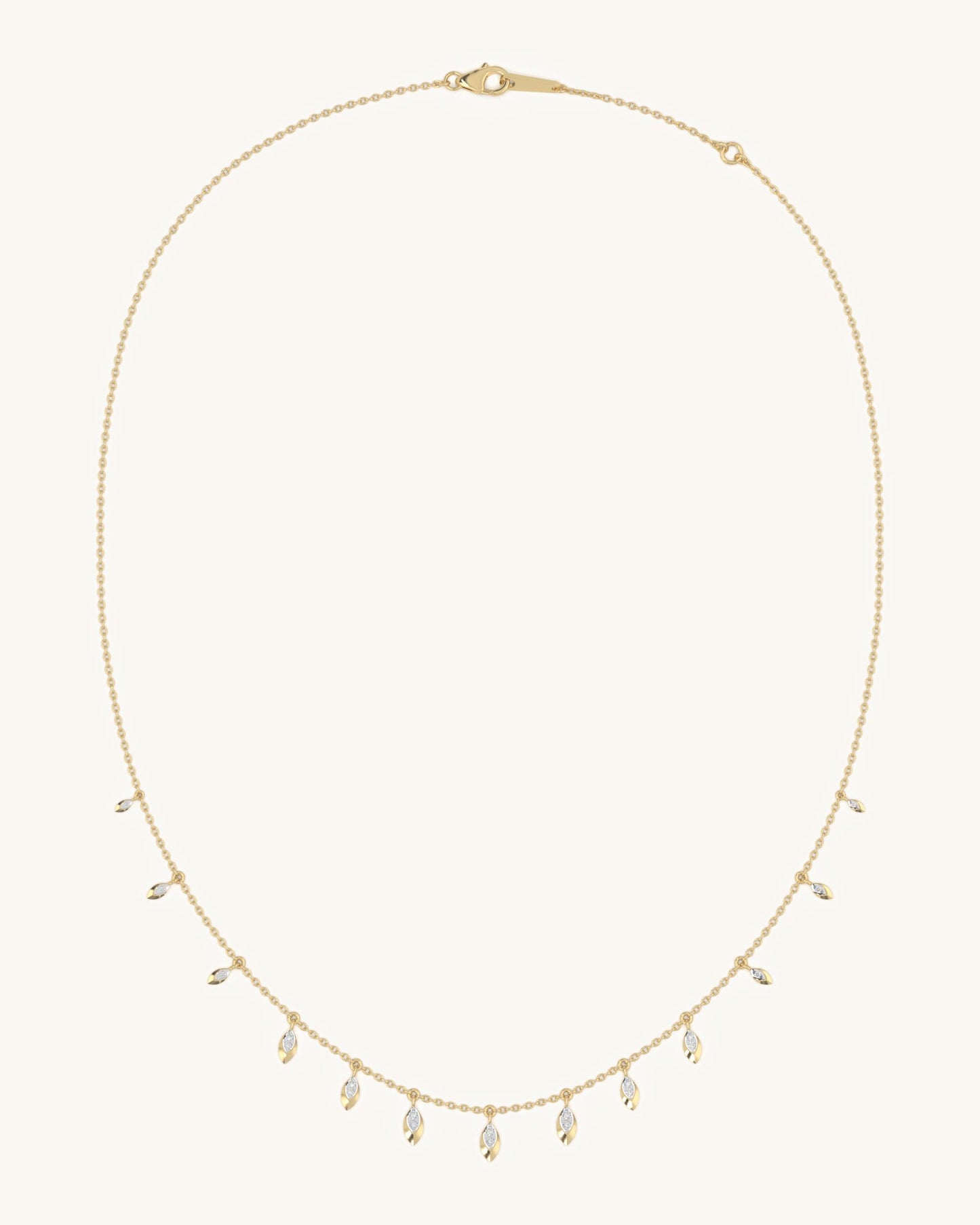 Leaf Drop Necklace & Simple Pearl Earrings