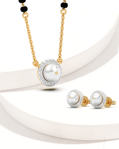Circle Pearl Mangalsutra & Pearl Stud Earrings